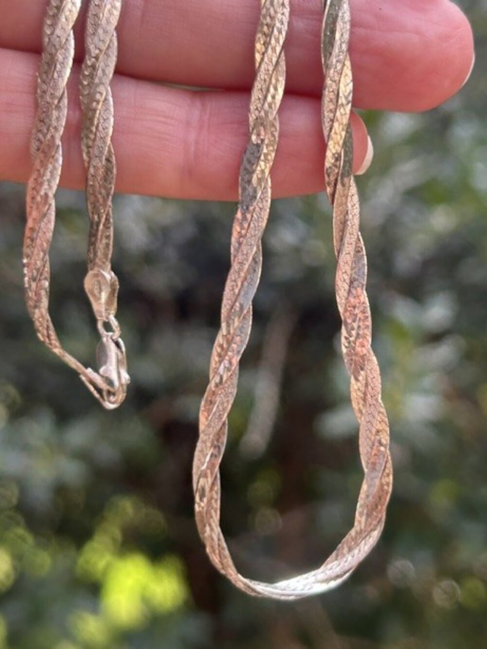 925 STERLING SILVER Italy Herringbone Braided Chain NECKLACE